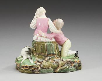 A Höcht porcelain figure group, 18th Century.