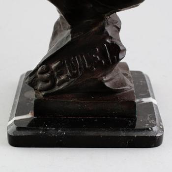 EMMANUEL VILLANIS, skulptur, brons, "Seule!", signerad, Frankrike, 1900-talets första hälft.