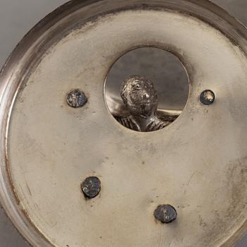 MANSCHETTKNAPPSASK, vitmetall, "Orginell", Widerholm & Dahlberg, Eskilstuna. 1930/40-tal.