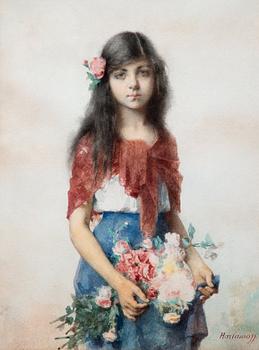 163. Alexei Alexeiewitsch Harlamoff, GIRL WITH FLOWERS.