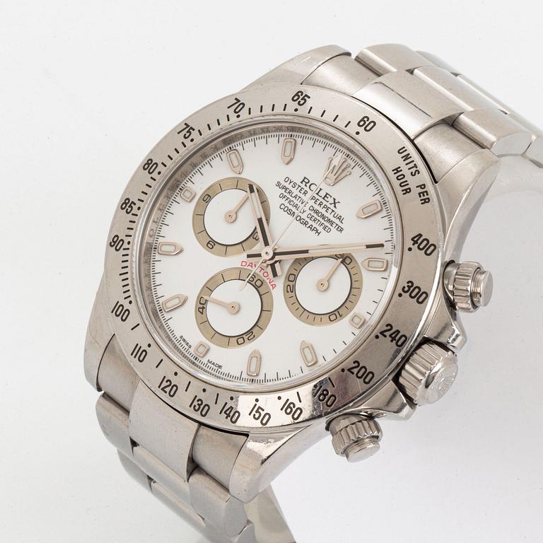Rolex, Oyster Perpetual, Cosmograph, Daytona, Chronometer, armbandsur, kronograf, 40 mm.