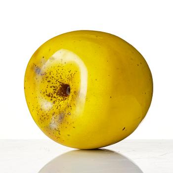 Hans Hedberg, a yellow glazed faience sculpture of an apple, Biot, France.