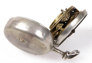FICKUR, i fodral, silver, 1700/1800-tal.