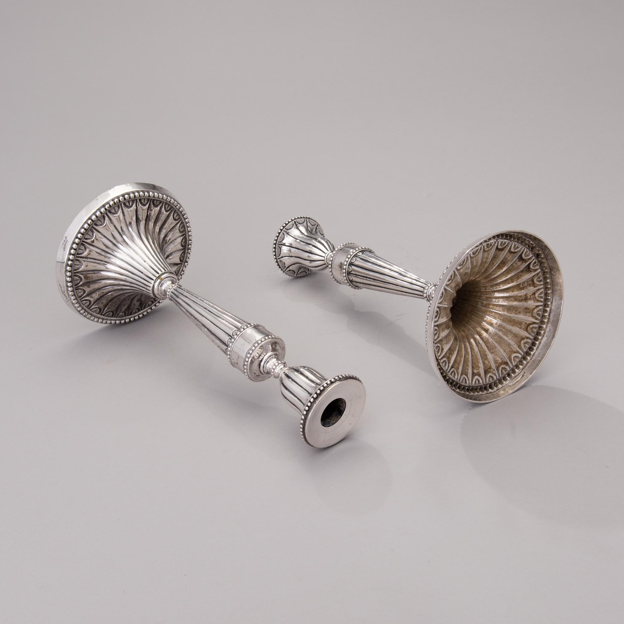 A PAIR OF CANDLESTICKS, silver, probably Naples, Italy, 1780-90s.