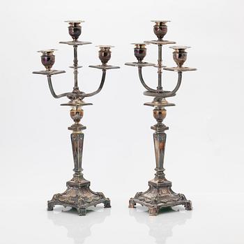 Pair of candelabra, nickel silver, Empire style, first half of the 20th century.