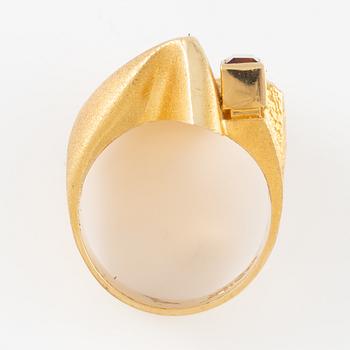 Björn Weckström ring 18K gold with a step-cut citrine, for Lapponia, Finland 1976.