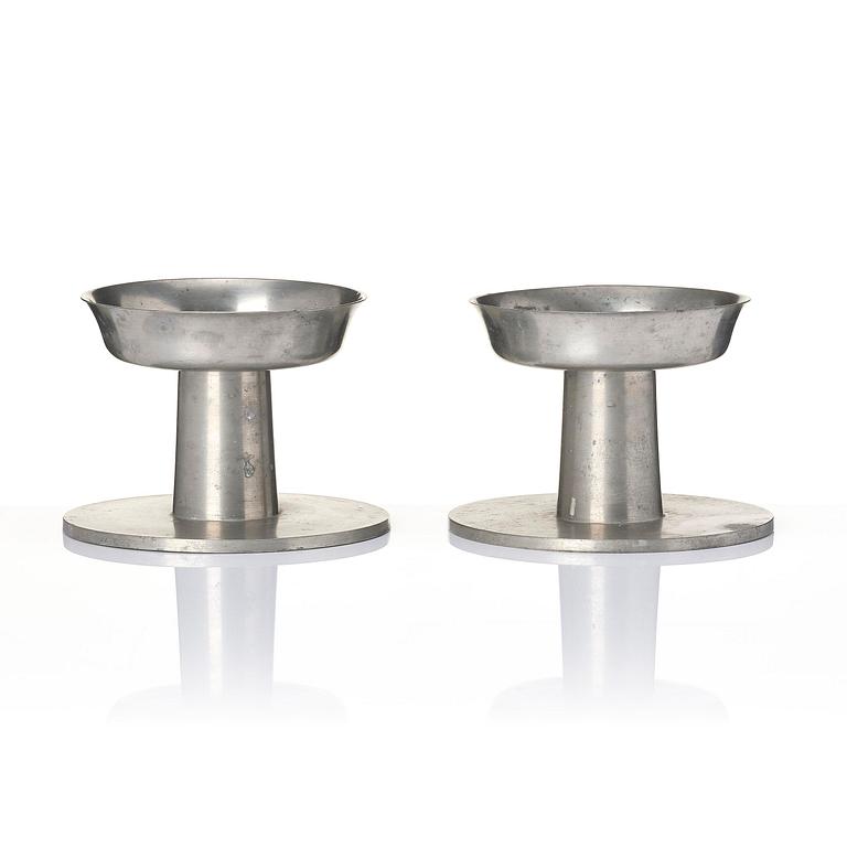 Björn Trägårdh, a pair of pewter candlesticks, Firma Svenskt Tenn, Stockholm, 1930.