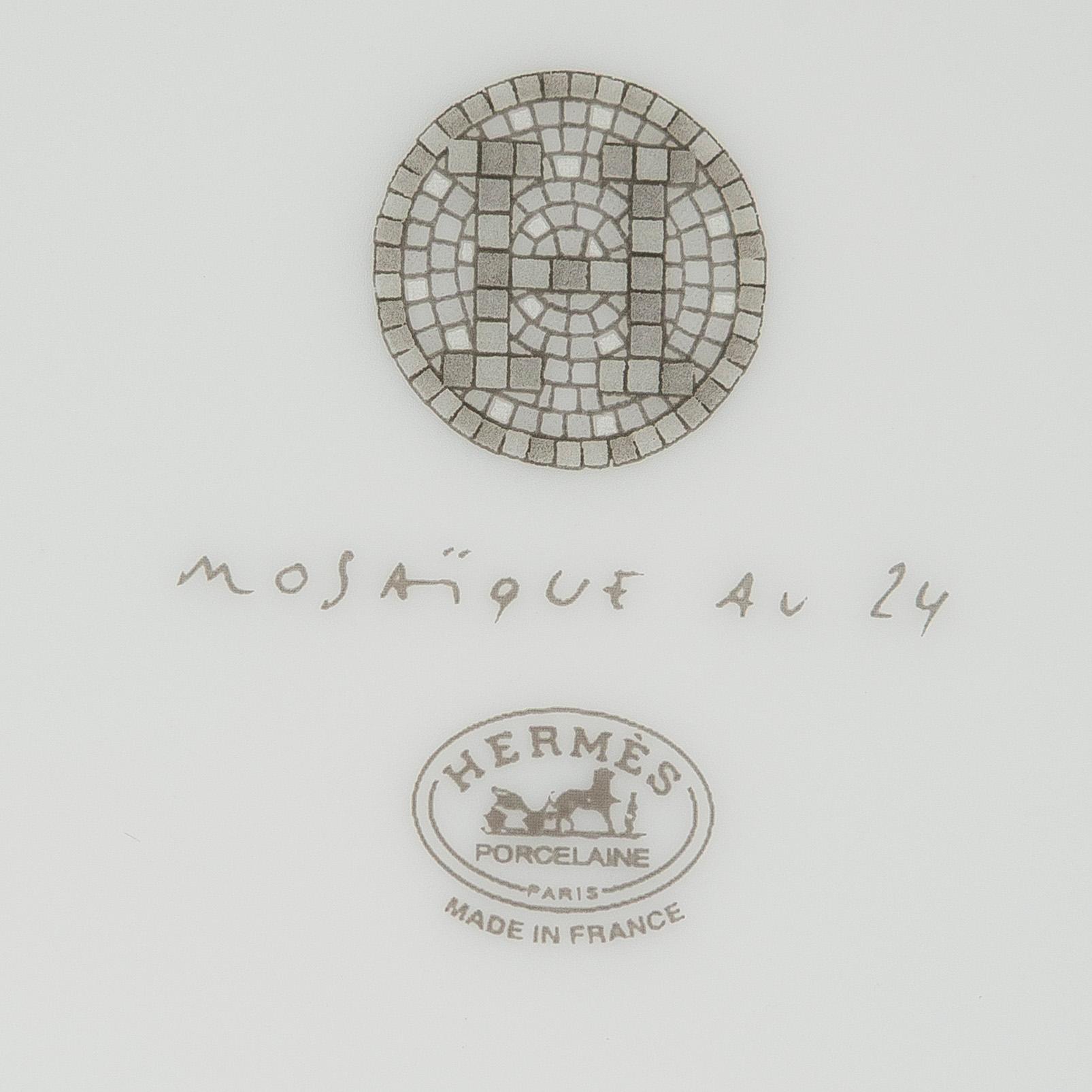 Hermès, cups with saucers, a pair, "Mosaique au 24".