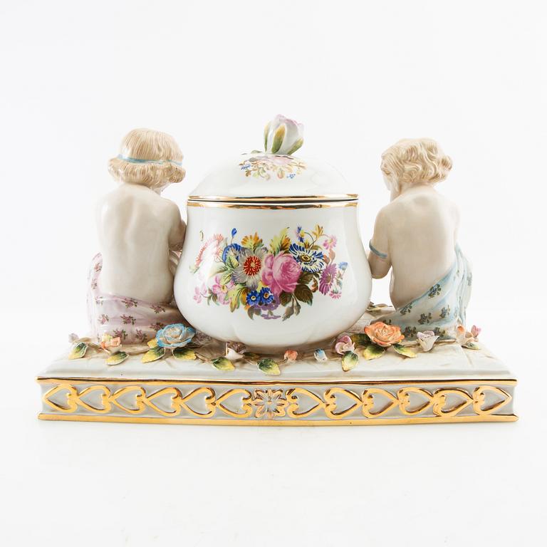Urn with lid Germany Rococo style mid-20th century porcelain.