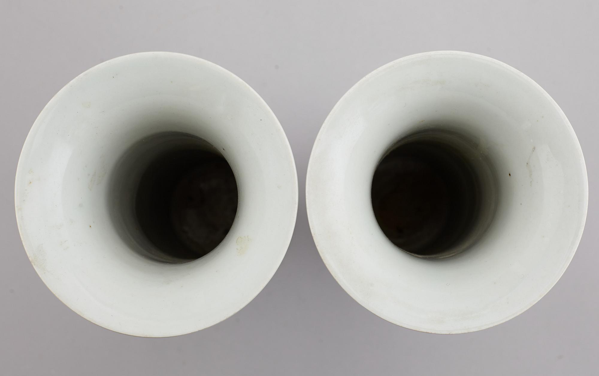 A pair of blue and white trumpet shaped vases, China, 20th Century.