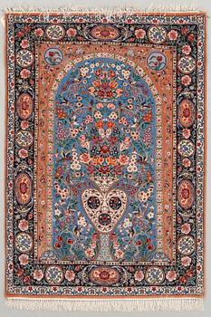 MATTA, old, Isfahan, figural, part silk. Ca 165 x 115 cm.