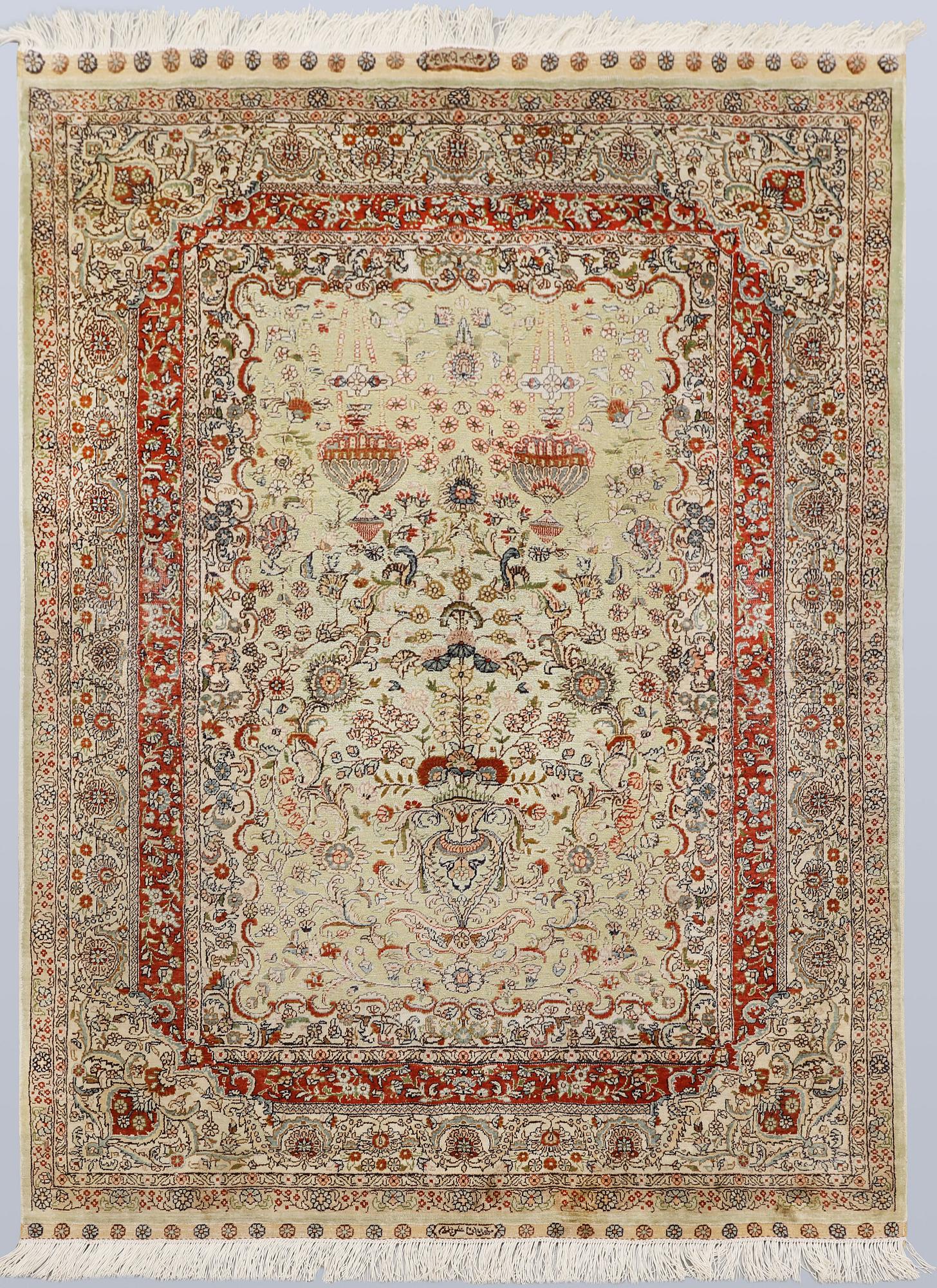 Matta, orientalisk, silke, ca 126 x 91 cm.