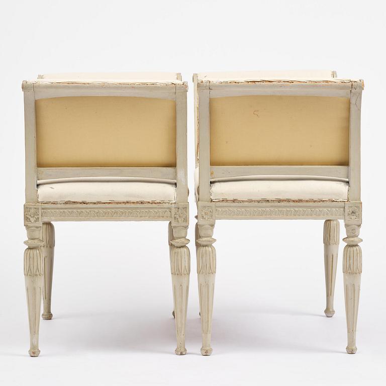 A pair of late Gustavian stools by C. J. Wadström (master in Stockholm 1788-1816).