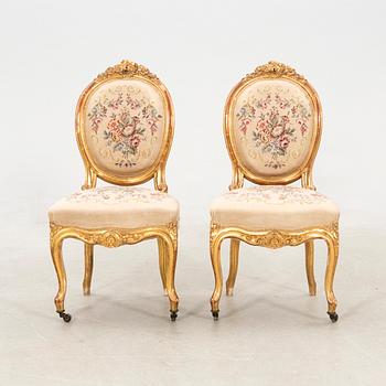 Chairs, a pair in the Louis XV style, late 19th century.