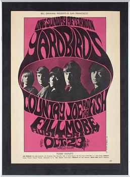 KONSERTAFFISCH, Yardbirds, San Francisco 1966.