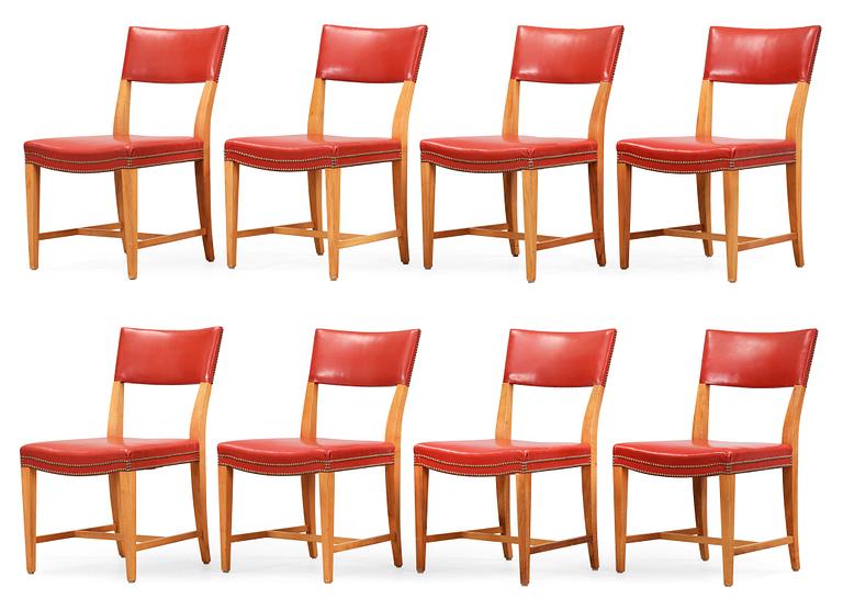 A set of eight Josef Frank walnut dining chairs, Svenskt Tenn, model 695.