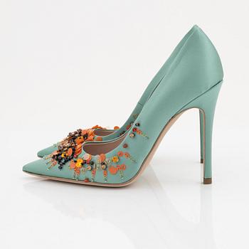 Miu Miu, a pair of embellished satin pumps, size 37.