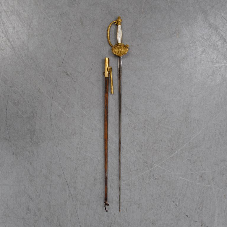 A french small sword with scabbard, early 19th Century.