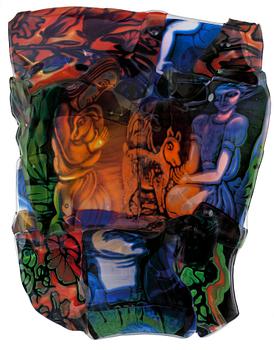 1029. An Eva Englund fused graal glass wall sculpture, Muraya 1992.