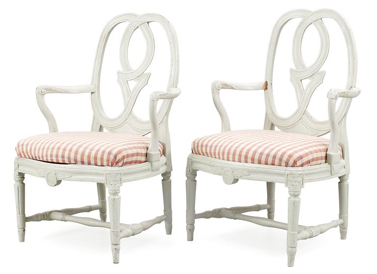 A pair of Gustavian armchairs by C. F. Flodin.