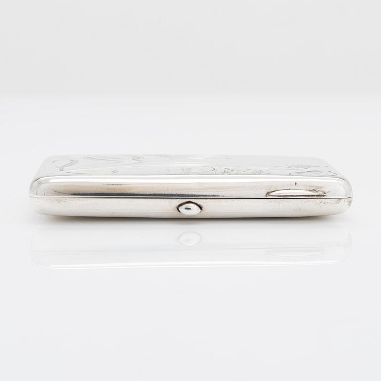 A silver cigarette case, maker's mark of Vasili Sikazev, Moscow 1908-17.