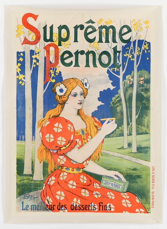 OKÄND KONSTNÄR, Affisch uppfäst på duk. Signerad E.Gex. Omkring 1890.