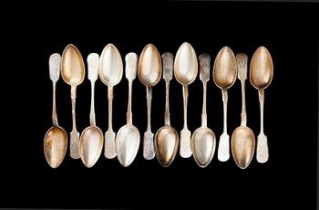 208. A SET OF 12 RUSSIAN SPOONS.