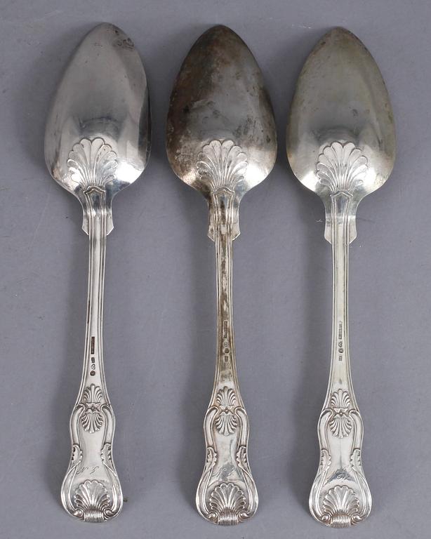 MATSKEDAR, 5+3, silver, modell Engelsk snäck, bla Anders Wedin, Söderhamn, 1864-74. Tot ca 466 gram.