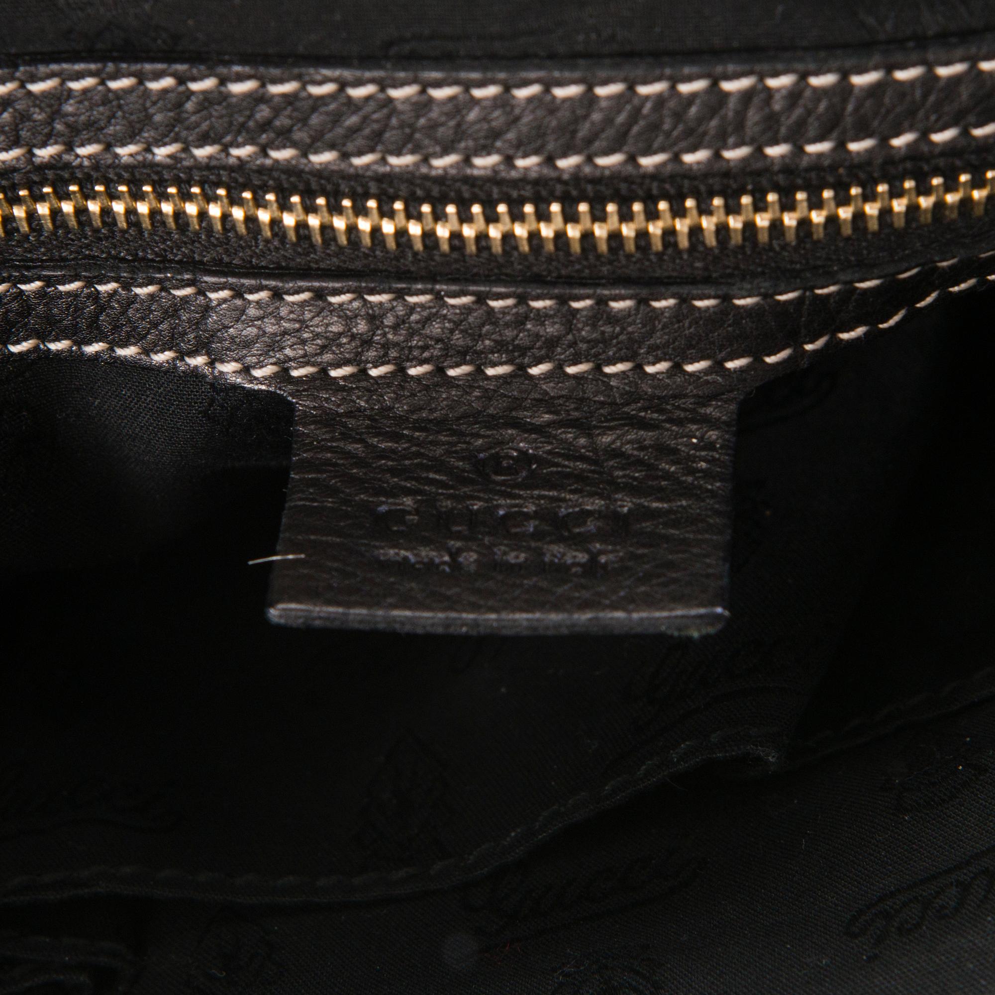 GUCCI Black Diamante Canvas Crest Boule Tote Bag.
