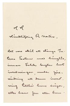 August Strindberg, Letter, handwritten and signed by the author.