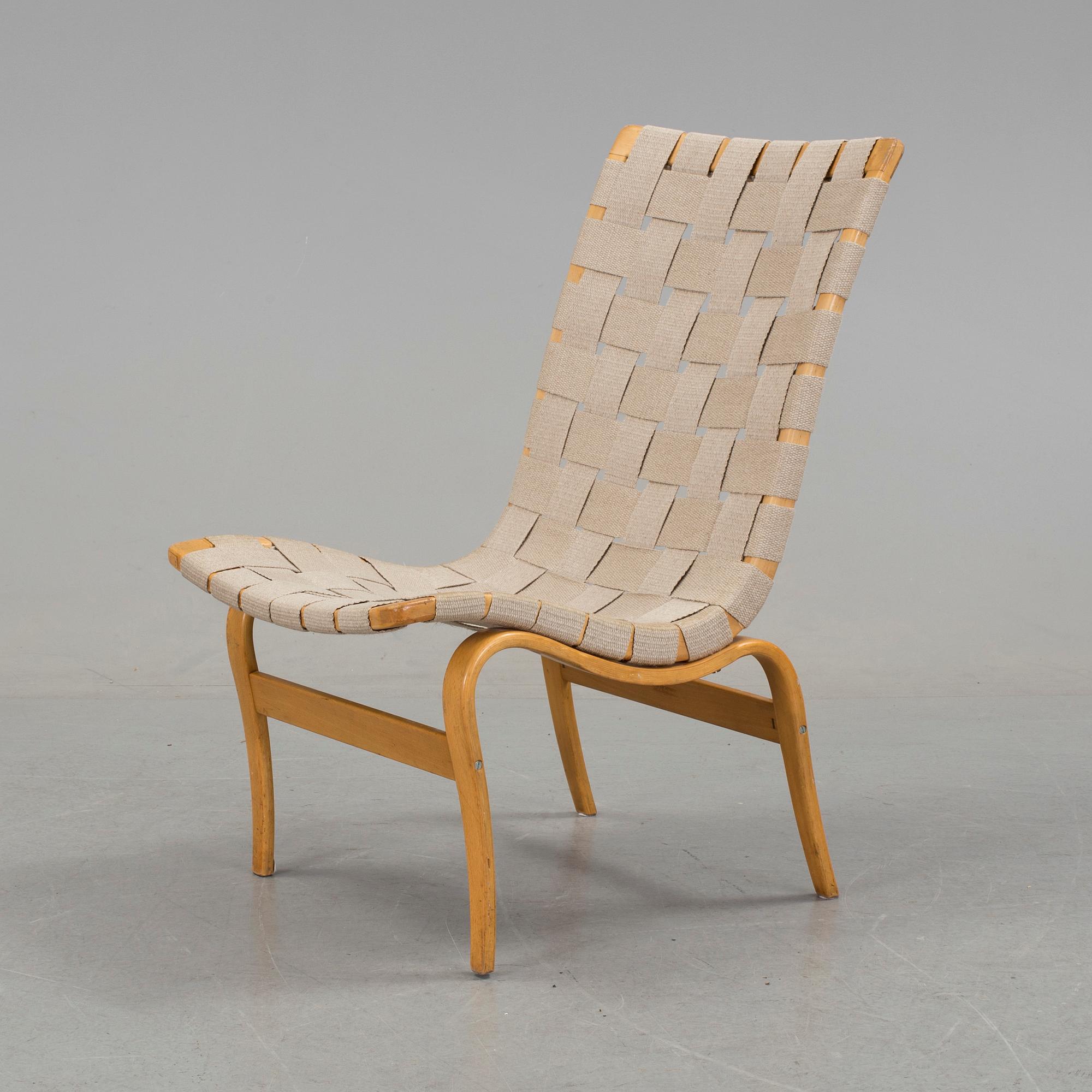 BRUNO MATHSSON, fåtölj, "Arbetsstol no 41", Firma Karl Mathsson, daterad 1960.