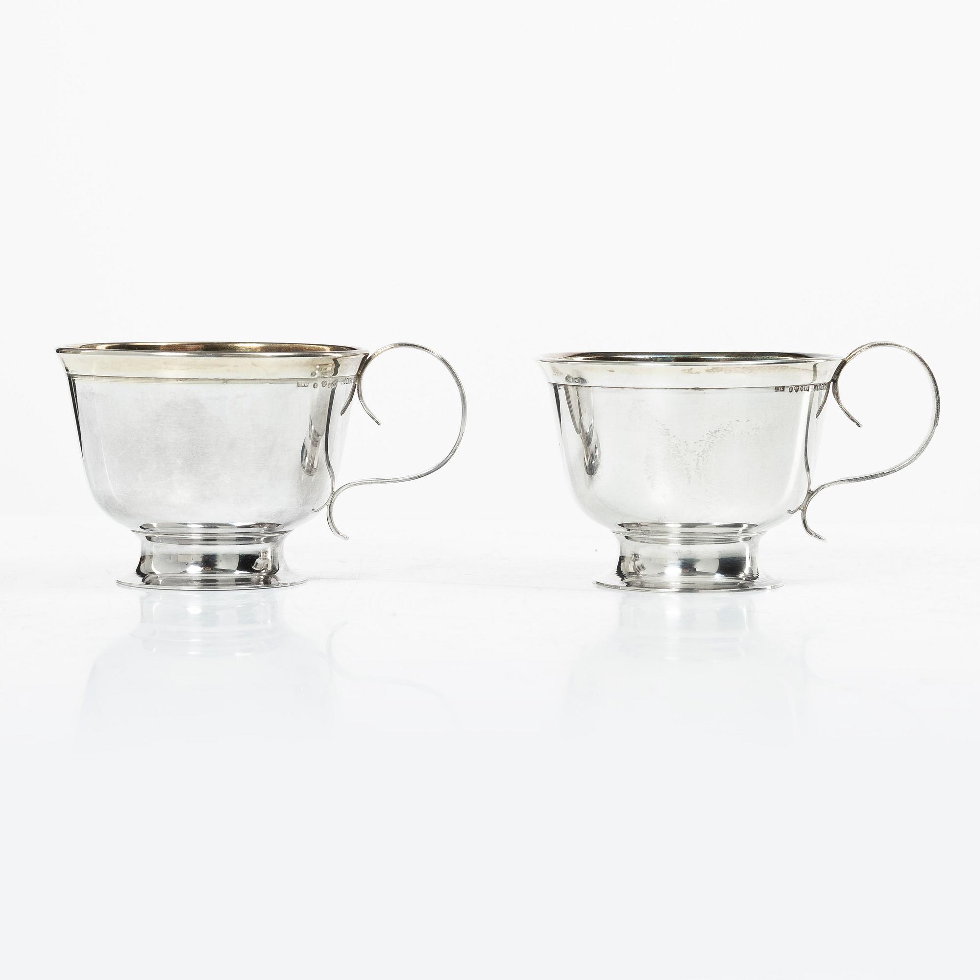 Six Swedish silver cups, mark of Arkala Johanna Gottschalk, Stockholm, 1960s.
