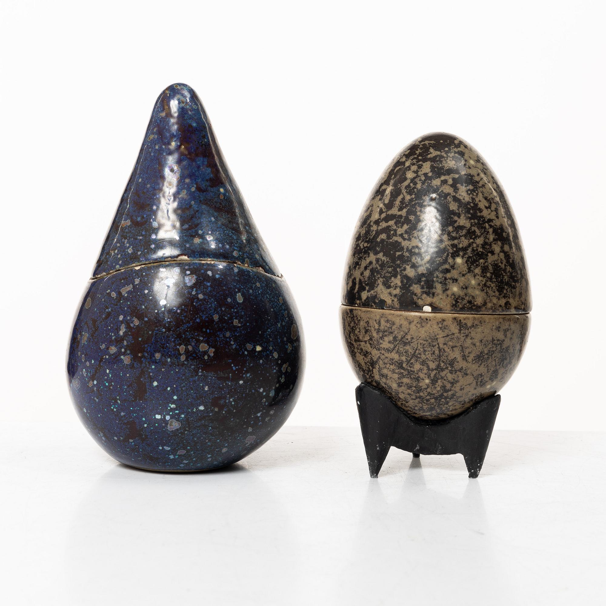 Hans Hedberg, two lidded jars, Biot, France,