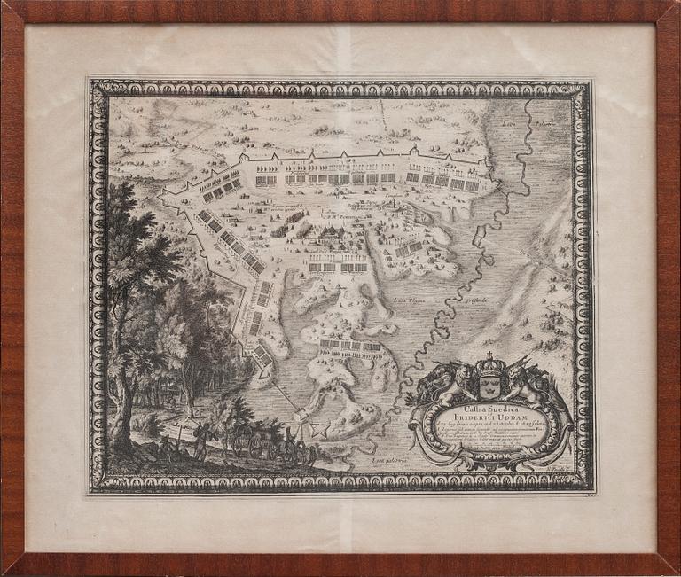 KOPPARSTICK, 3 st, en figurscen, två kartor. 16/1700-tal.