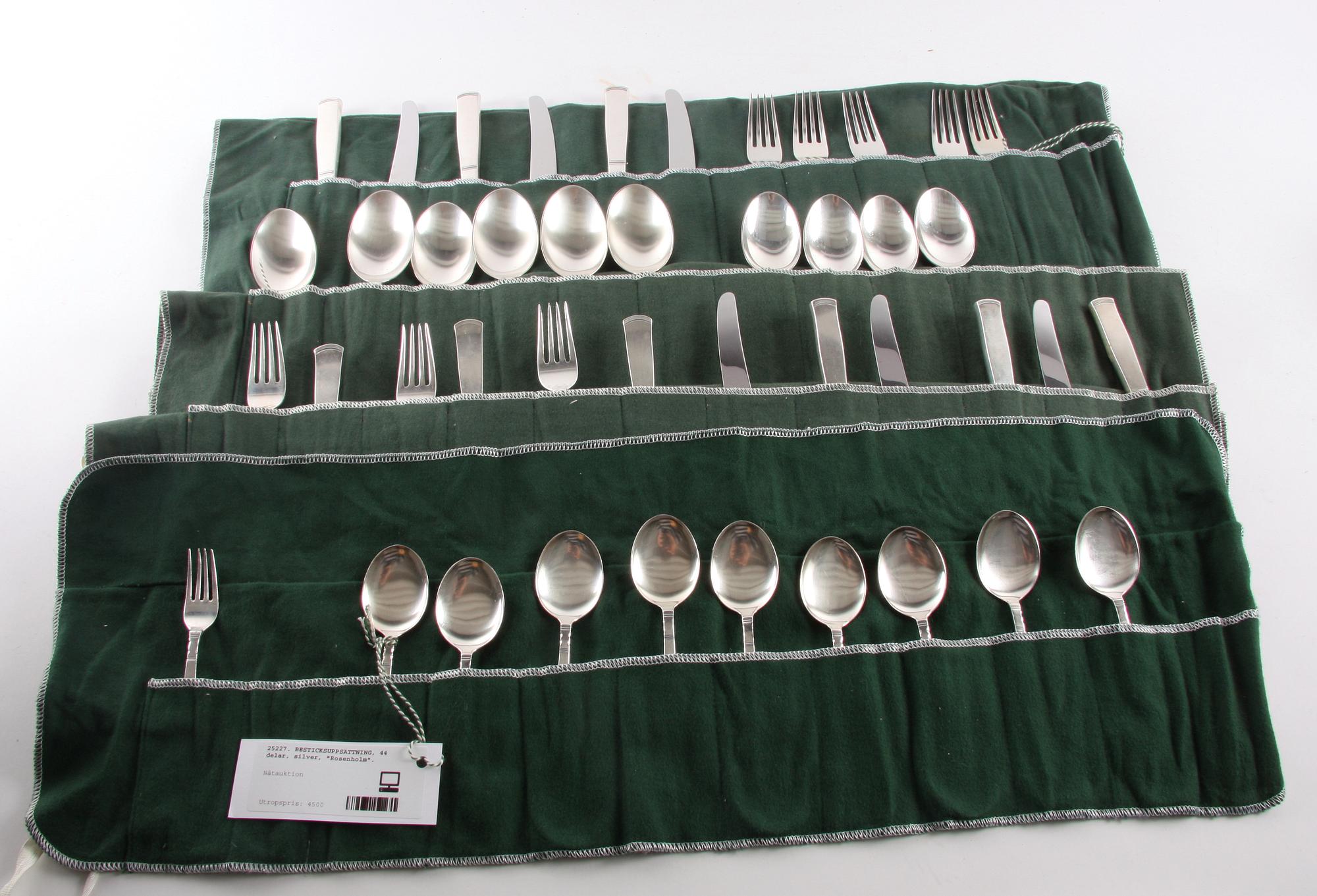 BESTICKSUPPSÄTTNING, 45 delar, silver, "Rosenholm".