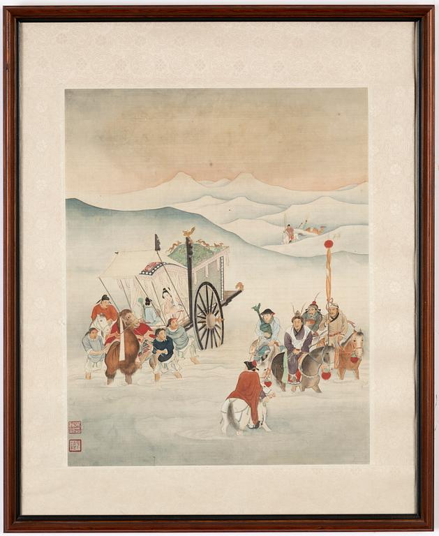 Unidentified artist, watercolour on silk, China, 20th century.