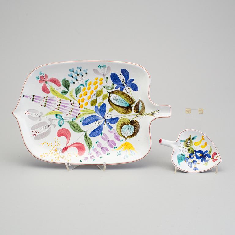 STIG LINDBERG, two faience dishes, Gustavsberg 1940/50s.