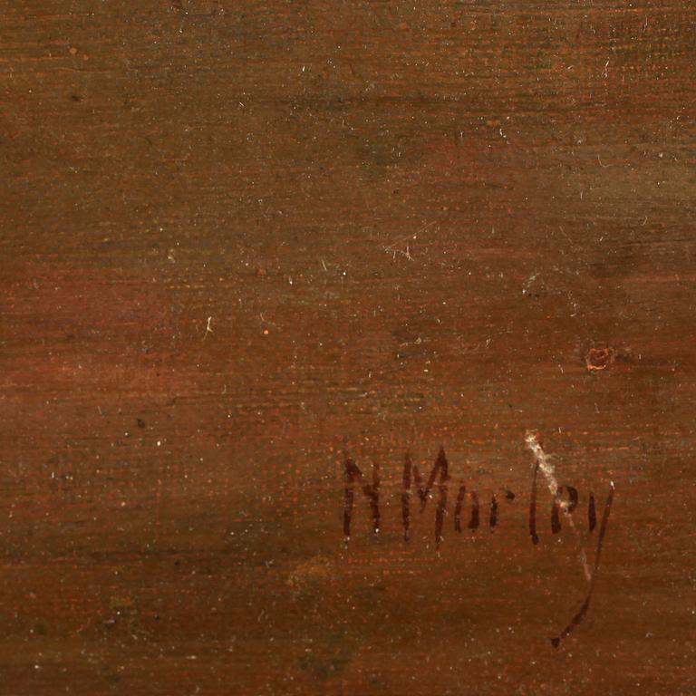 OKÄND KONSTNÄR, olja på duk, sign N Morley, England, sent 1800-tal.