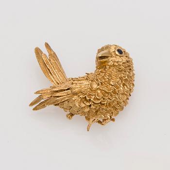 BROSCH, 18K guld, fasettslipade safirer.