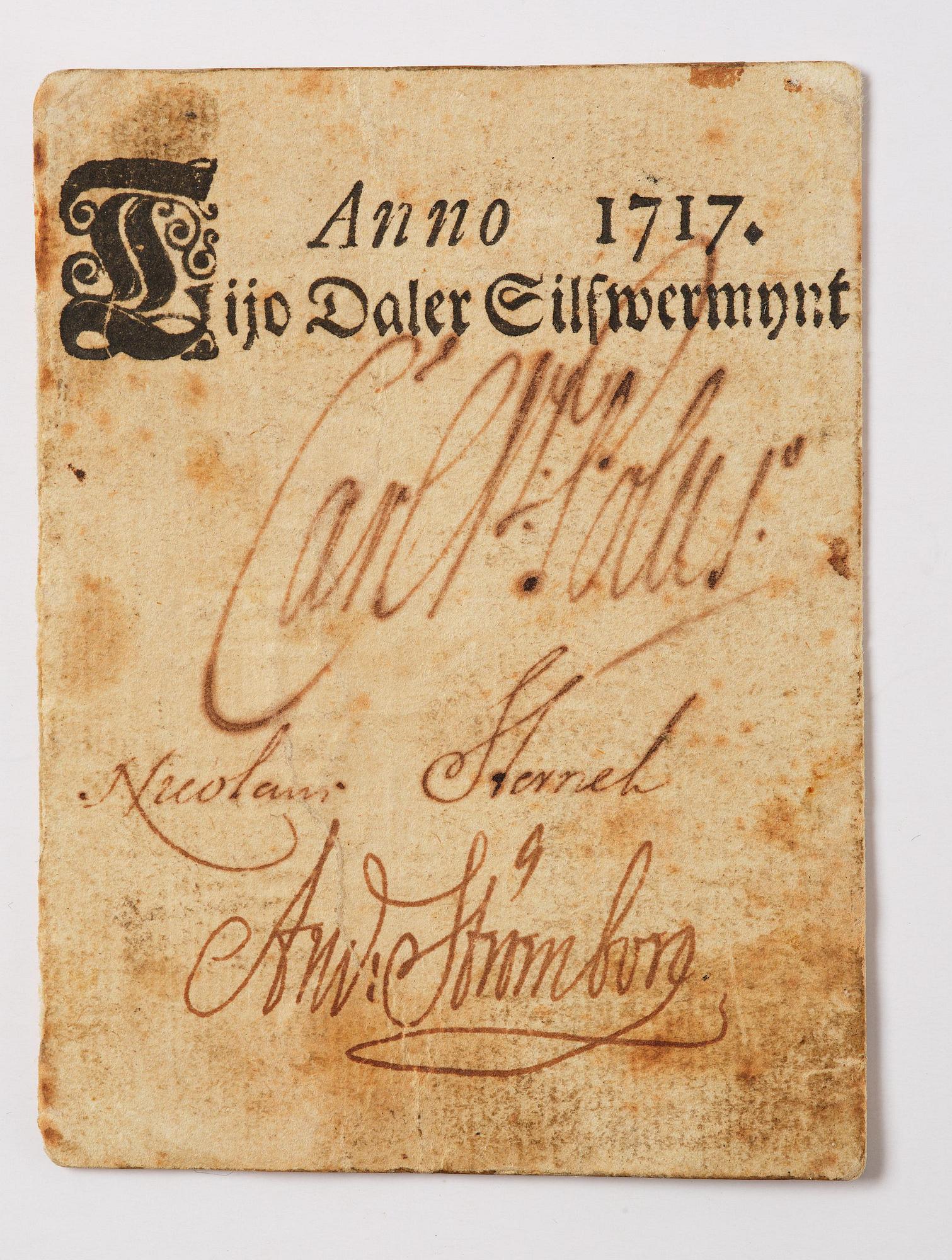 Karl XII, handwritten letter presumably to Colonel Henrik Falkenberg of Bålby, dated Lund 3 Jan 1718.