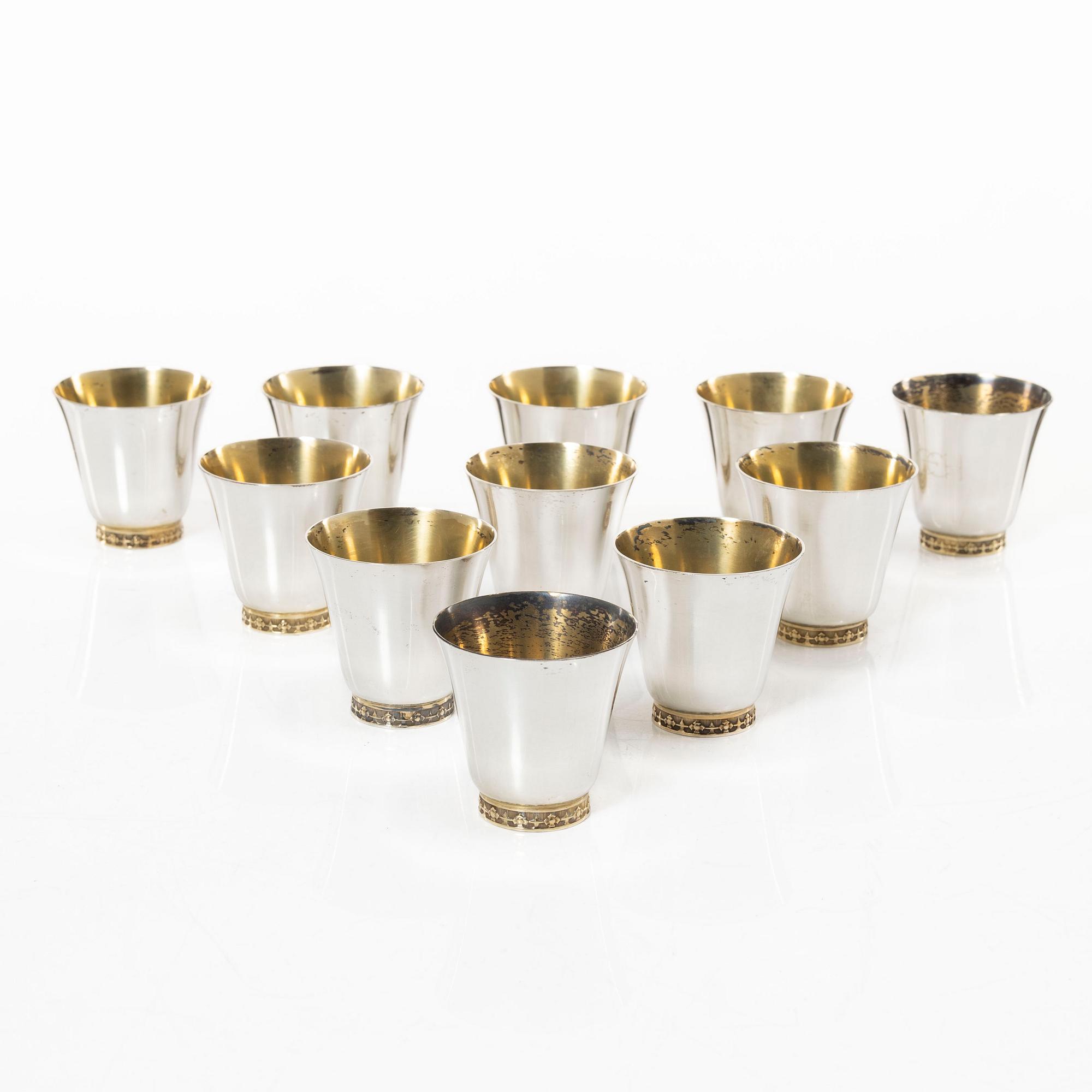 Supkoppar, 11 st, silver, MGAB, Uppsala, 1958-62.