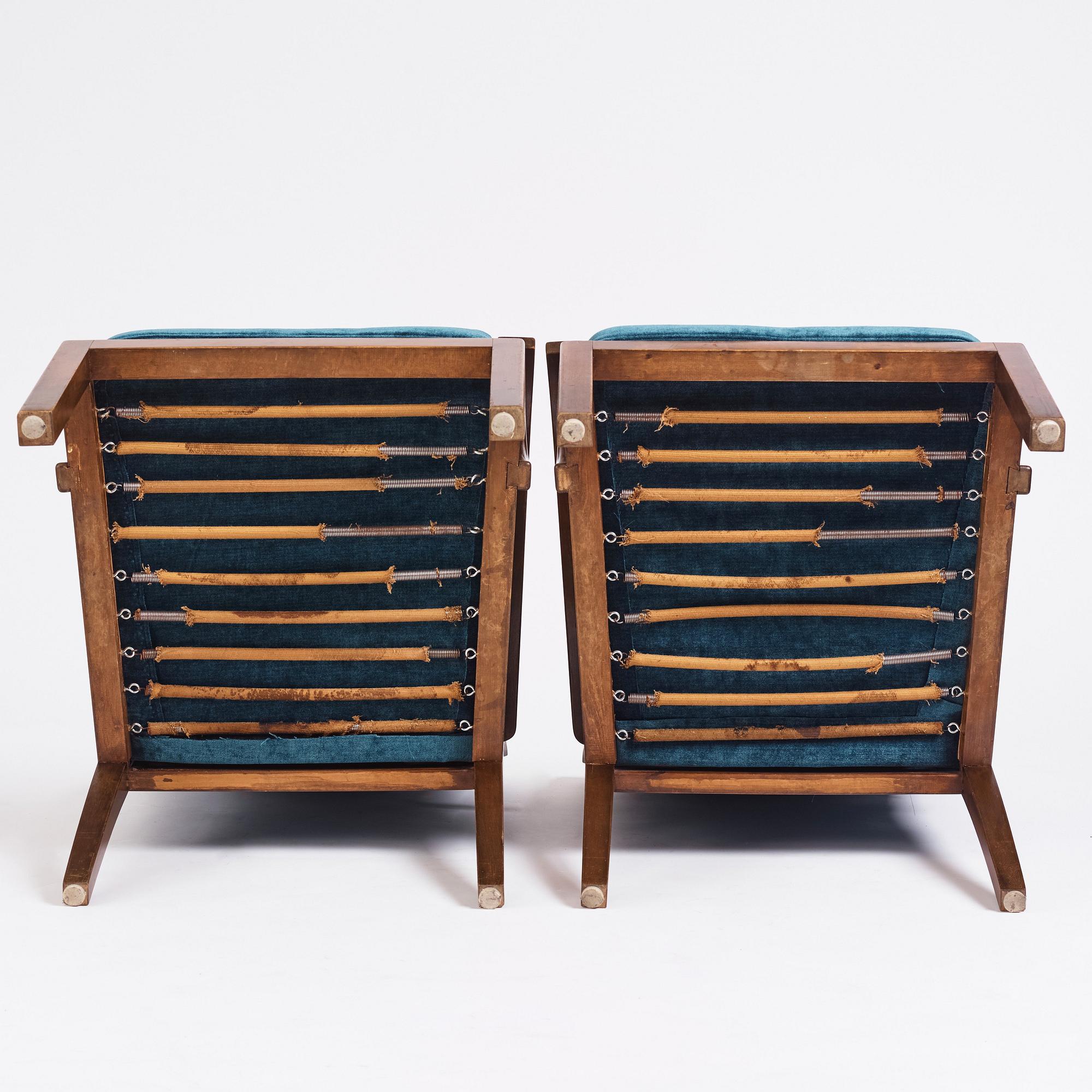 Axel Larsson, a pair of armchairs, Svenska Möbelfabrikerna Bodafors. This model was exhibited at the Stockholm Exhibition 1930.