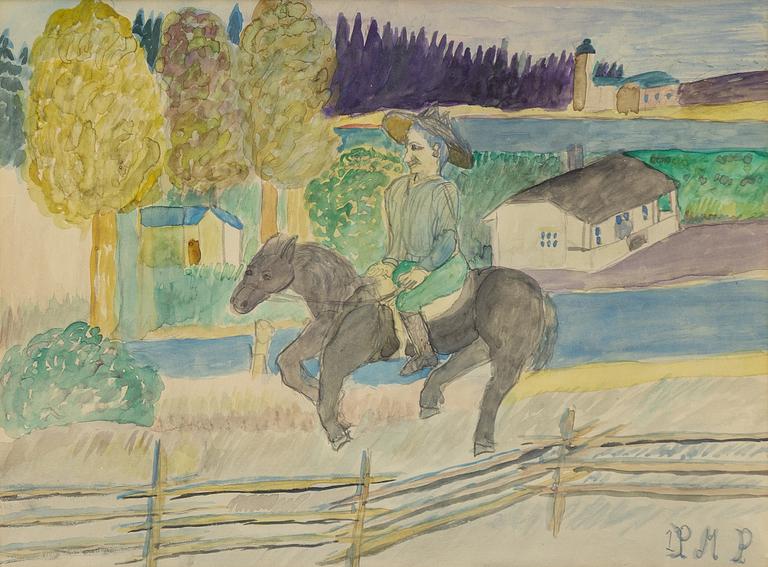 Primus Mortimer Pettersson, On horseback.