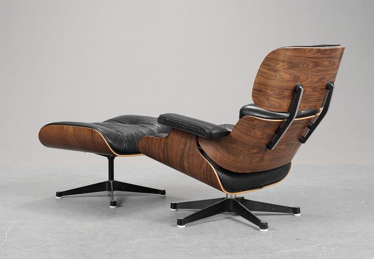 CHARLES & RAY EAMES, fåtölj med ottoman, "Lounge Chair", Herman Miller, USA.