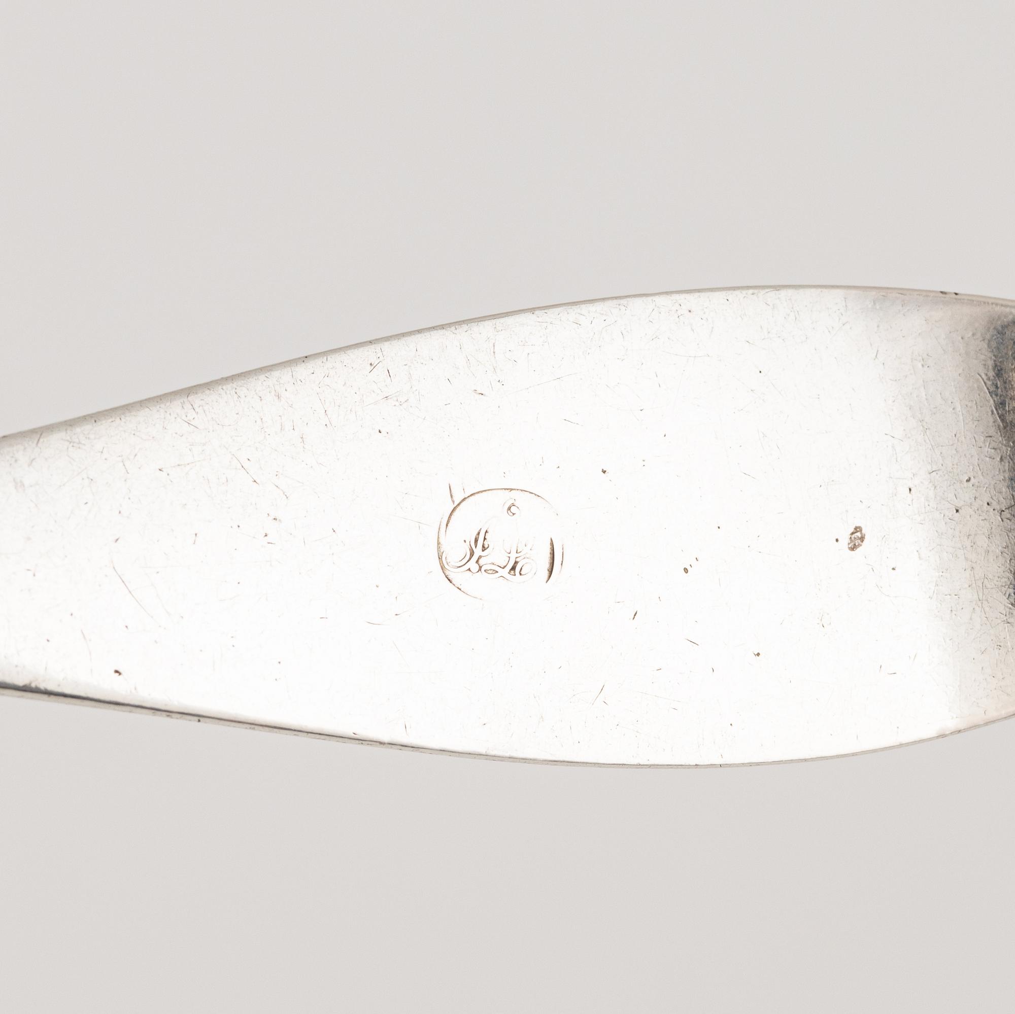 A Swedish Silver Spoon, rewarded at Börsjö Bruk 1823, mark of Lorenz Georg Weis, Norrköping 1823.