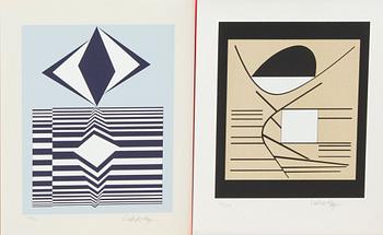 VICTOR VASARELY, 7 serigrafier i mapp, signerade och numrerade.