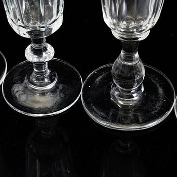 Six 19th century champagne glasses.