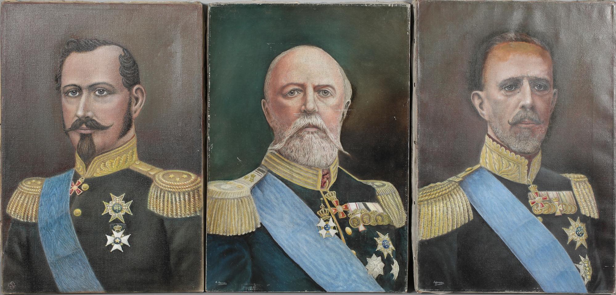 OKÄND KONSTNÄR, 3 st, olja på duk, signerade G Segersten, 1900-talets första hälft.