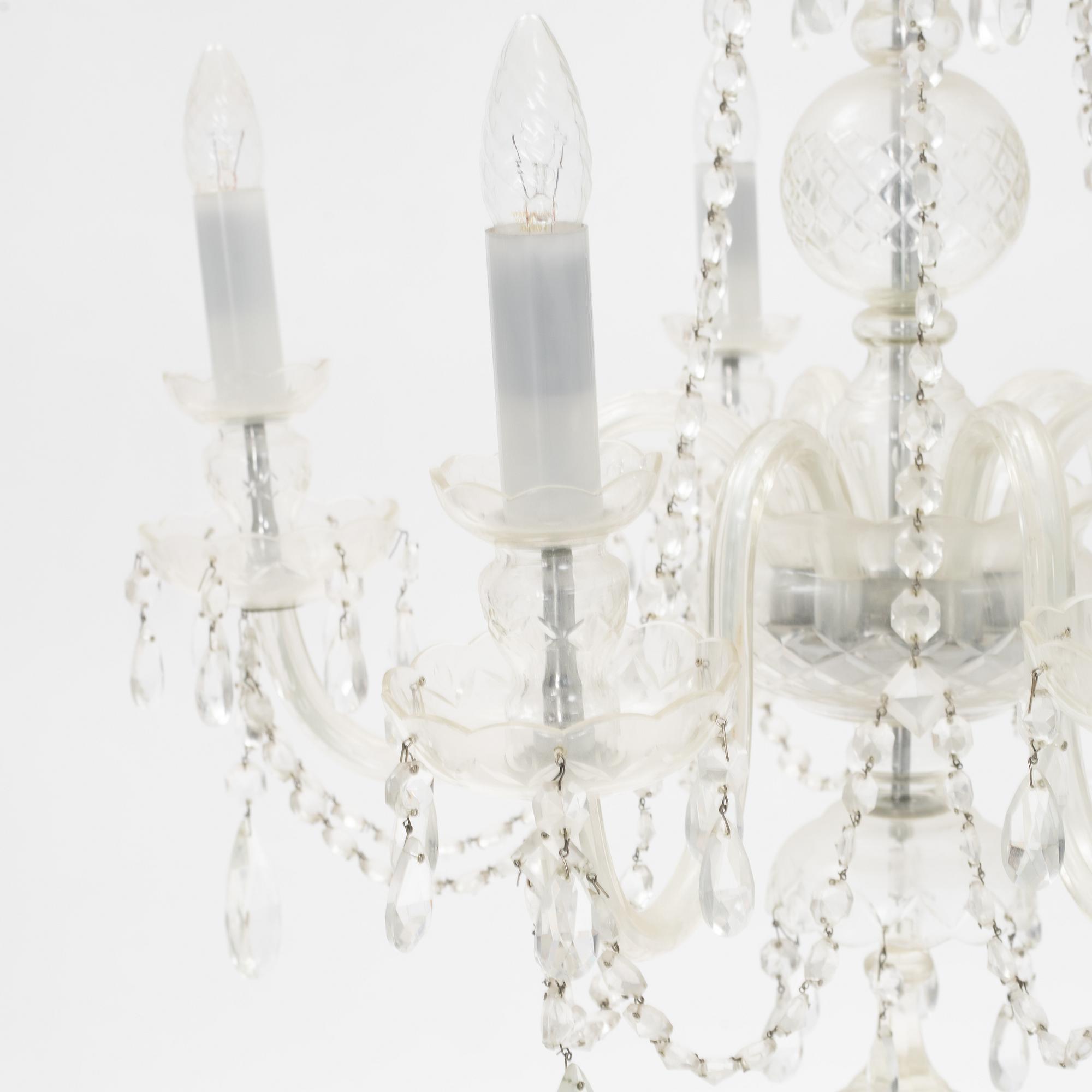 A glass chandelier, 20th Century.