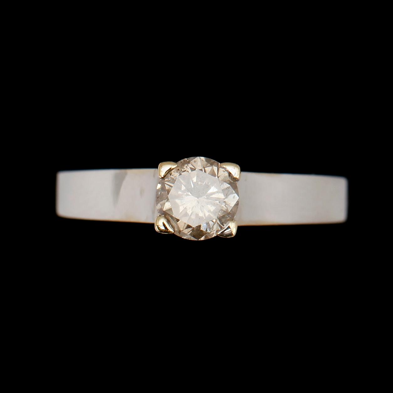 RING, 14 k, med solitär briljant 0.75 ct.